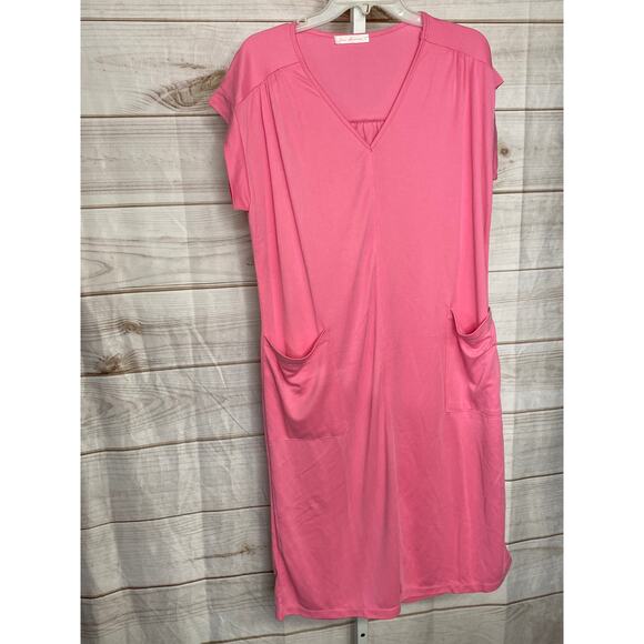 New Ces Femme Women's Small Modal Pink V Neck Sleeveless Midi Dress - Picture 1 of 7